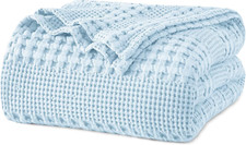 100 Cotton Waffle Weave Blanket King Size, Soft Lightweight Breathable Cozy Bla