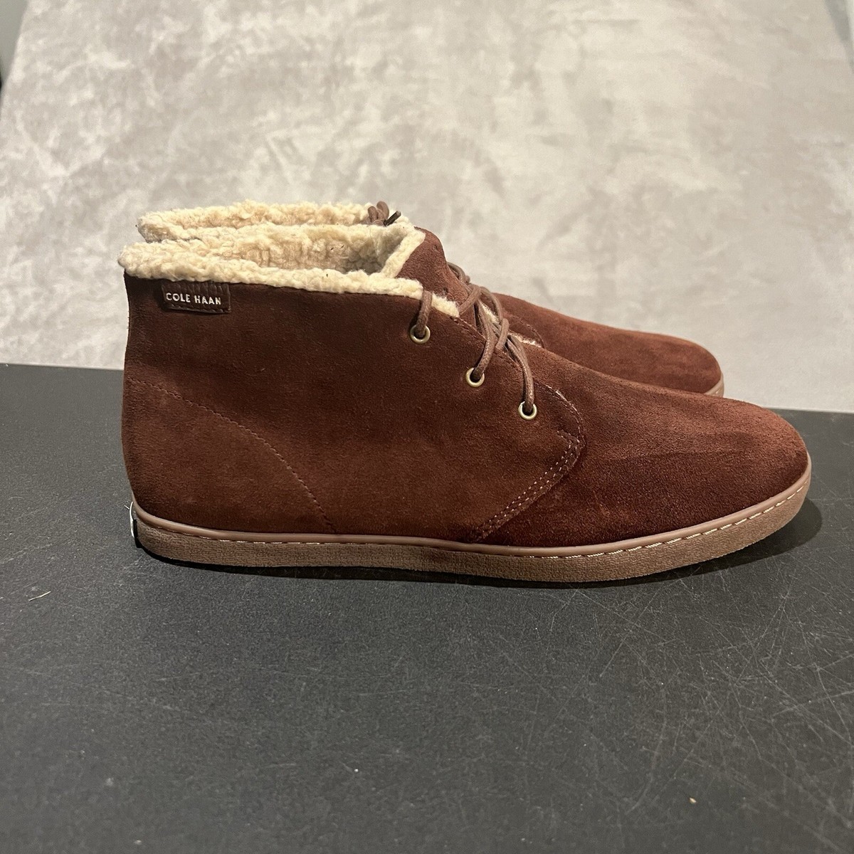 Cole Haan Pinch Maine Classic Sherpa Lined Chukka Boots Mens Brown  Suede