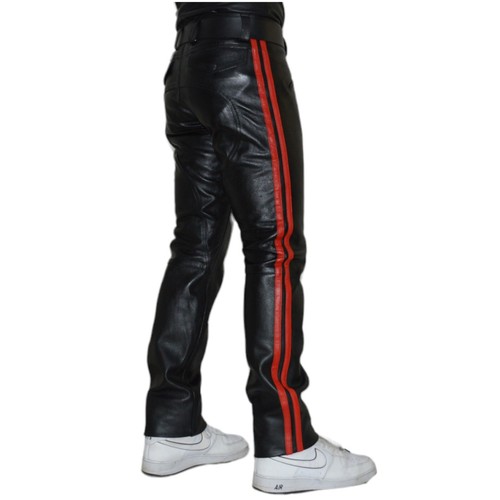 Awanstar Nappa lederhose mit 2 Roten Streifen ,leather trousers leder hose - Picture 6 of 11