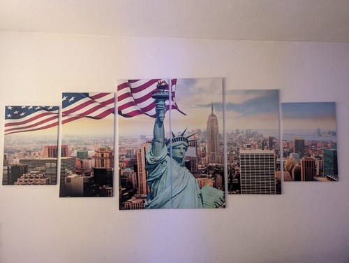 6-Teiliges 240x100 cm LEINWANDBILD New York Skyline Freiheitsstatue *TOP* - Bild 2 von 2