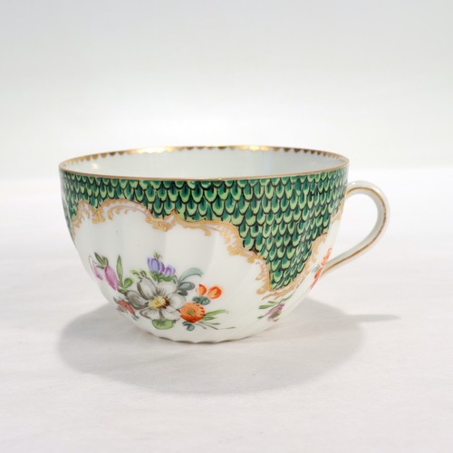 Antique Dresden Porcelain Cup & Saucer with Deutsche Blumen - 3 - Picture 4 of 10