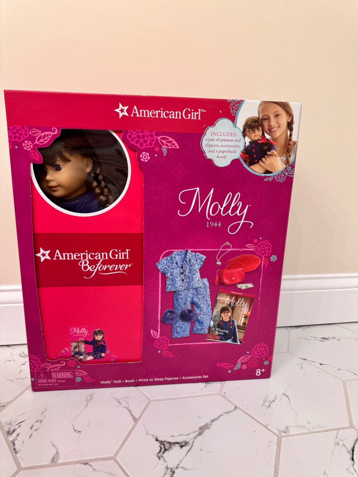 NIB American Girl Beforever Molly Doll/Book w/Accessories & Pajamas