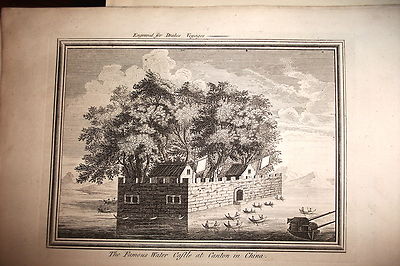 CASTELLO, WASSER, CANTON Originale Gravur 1771. ASIEN, CHINA