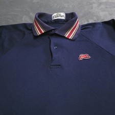 Vtg 90s Garan Blue Polo Shirt Long Sleeve Cotton Made in USA Youth 6/8