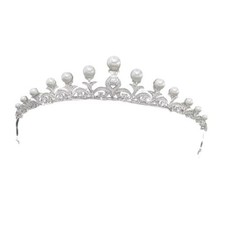 Classic Cubic Zirconia Pearls Wedding Bridal Tiara Crown Women Hair