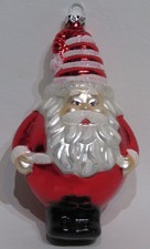 Christmas Ornament "Candy Cane Santa" Blown Glass