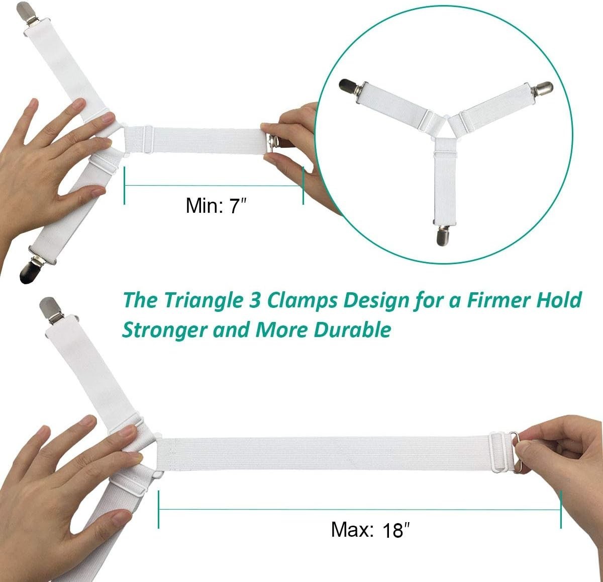 Heavy Duty Bed Sheet Clips - Advanced Adjustable Triangle Holders for Secure Fit