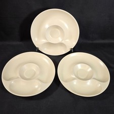 Set 3 Vintage MCM Divided Plates USA Made Ivory Cream Restaurant Ware 9.25"