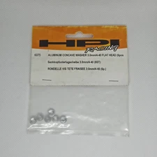HPI Racing ~ 6075 ~ Aluminum Concave Washer 3mm/4-40 Flat Head (6pcs) NIP RC