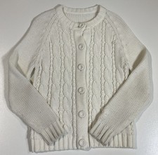 Vintage Cable Knit Cream Cardigan Sweater Sz S Grandma Cottagecore 80s