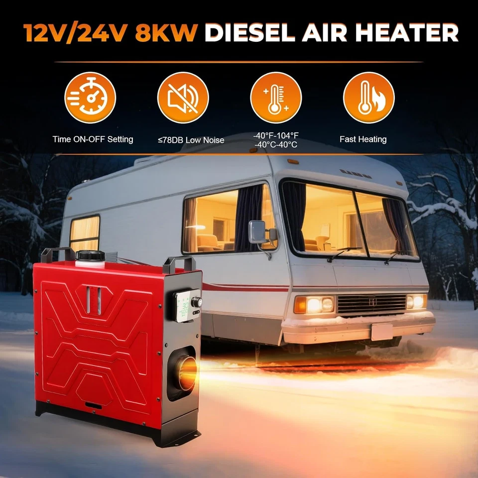 APP, calentador diésel 8KW control remoto, calentador de aire de estacionamiento 12V/24V/110V, todo encendido Foto 4 de 4