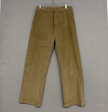 Vintage YSL Rive Gauche Corduroy Pants Women's Size IT 46 Khaki Straight Leg 31"