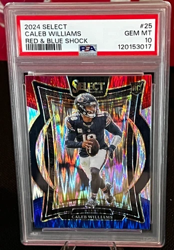 2024 Select #25 Caleb Williams Red and Blue Shock RC Graded Card PSA 10 GEM MINT