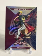 Jacob Misiorowski 2025 Panini Crusade Purple Holo Parallel /99 RC #98 BREWERS