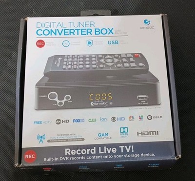 Ematic AT103B Digital Converter Box w/ Remote, Recording, Playback, Tested Works