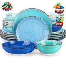 Tafelservice 24-teilig für 6 Personen, modernes Geschirrset Steingut