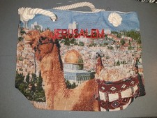 Handmade Embroidered Bag - Jerusalem Crossbody With Camel and thick rope handles