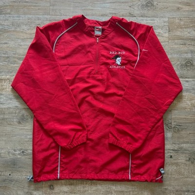 Vintage Nike Team Red Bud Athletics 1/4 Zip Pullover Men Medium Embroidered Logo