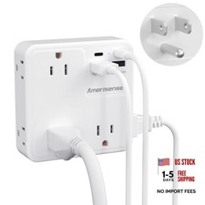 Multi Plug Outlet Extender with USB, Wall Charger with 6 AC Outlets 4 USB