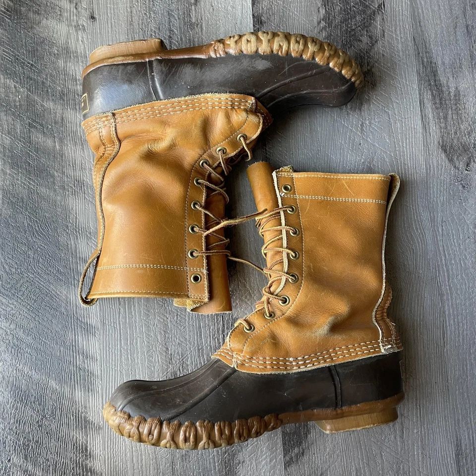 LL Bean Boots Mens 7 womens 8.5 Brown Leather Maine Hunting Shoe Made USA - Image 2 of 4