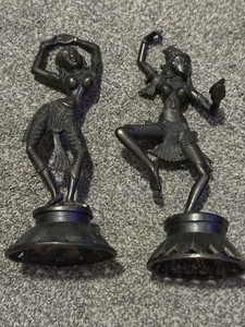 Vintage Bronze Hindu Dancing Statues Parvati Or Dakini