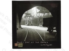 Quiet Day at the Docks Shipyard Industrial Scene H Milligan Lantern Slide