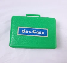 Vintage Green Plastic Jax Case Jacks Game Holder Empty Miniature Suit Case 