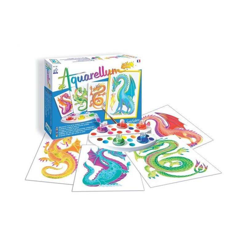Peinture aquarelle Sentosphere Aquarellum Junior Dragons 5 couleurs kit créatif enfant