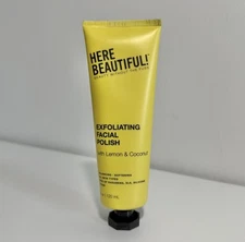 Here Beautiful Exfoliating Facial Polish w/ Lemon & Coconut 4oz Cruelty-Free NEW