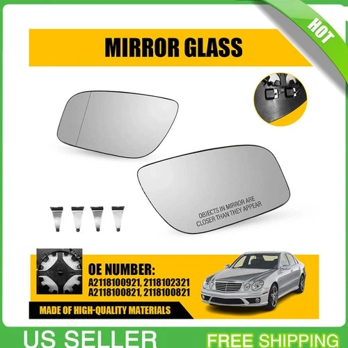 2x Left Right Side Heated Mirror Glass For 2007-2009 Mercedes-Benz E63 E320 E350