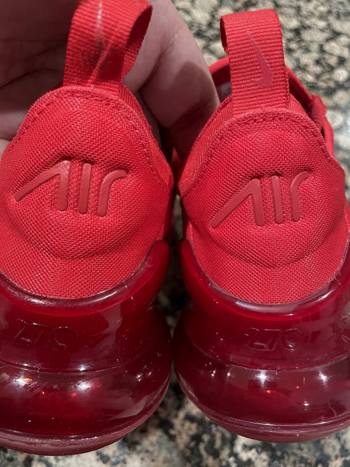 Niños Niñas Nike Air Max 270 Rojo Zapatos Tenis Talla 4.5 Y GS CW6987-600 (Sin caja) Foto 4 de 4