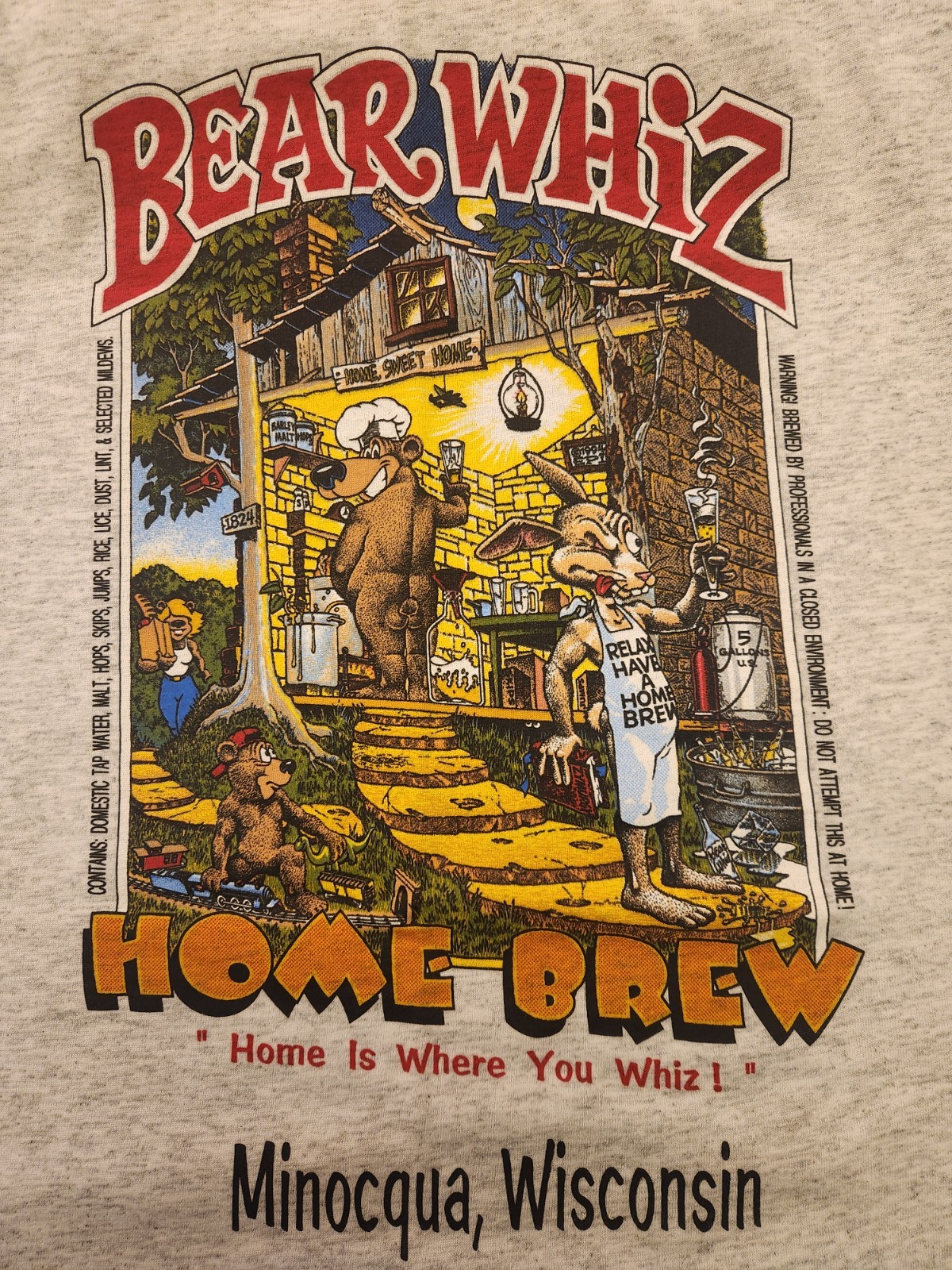 NWT Vintage 1980's BEAR WHIZ BEER Home Brew Short… - image 1