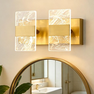 Nadosa Modern Led Bathroom Light Fixtures Dimmable 2-Light Gold Vanity Light