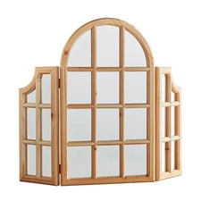 47th & Main Rustic Tri-Fold Wood Accent Mirror, 24x31" for Home Decor