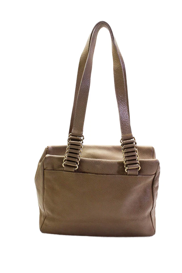 Bolso de hombro Bally para mujer de cuero granulado tono dorado con cierre de cremallera beige Foto 4 de 4