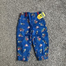 Vintage NEW OshKosh B'Gosh Mice at Work Blue Corduroy Pants Construction 3T