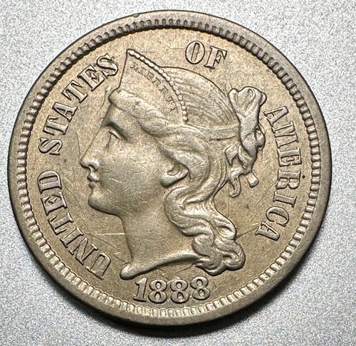 1888  3 CENT NICKEL   AU/UNC   KEY DATE  #1646