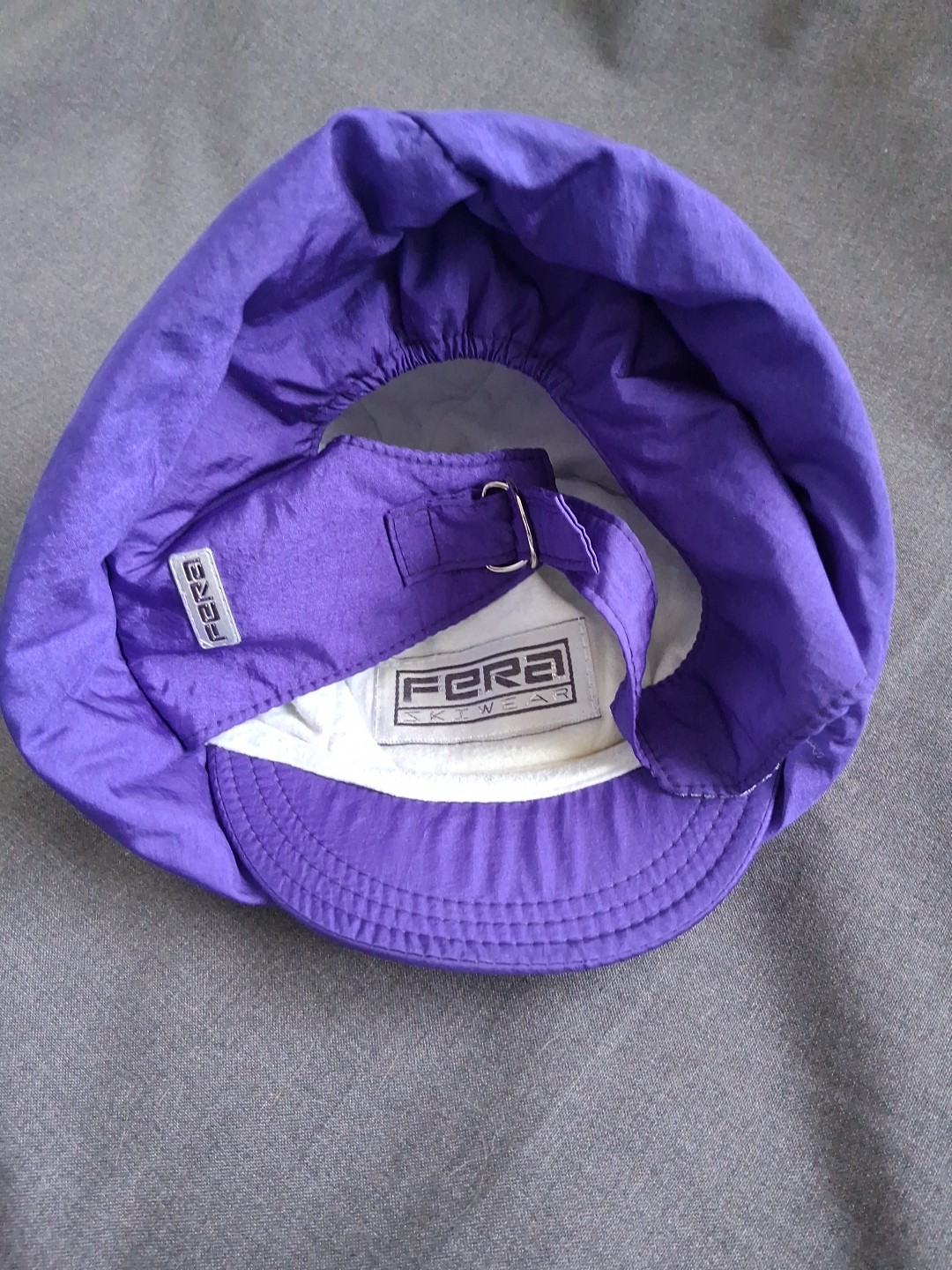 Fera Skiwear O/S PurpleViolet Winter Hat Ear Flaps Nylon Cotton Fleece Lined 25"
