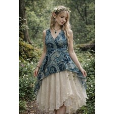 90s Y2K L Large Babydoll Top Fairycore Hot Tempered Asymmetric Boho Whimsy Fairy