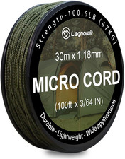 Micro Paracord, 1.18mm x 100ft, Army Green  Thin Utility Braided Small Paracord