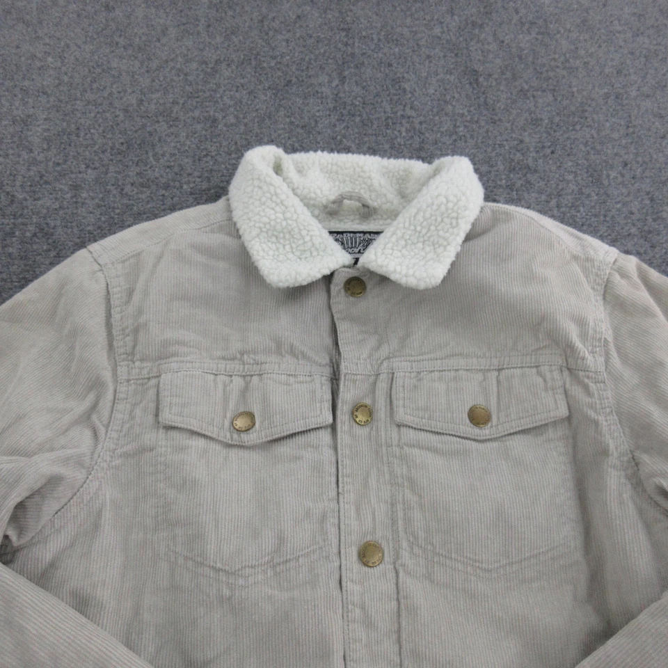 Chaqueta Brixton Para Hombre Grande Gris Claro Pana Sherpa Forrada Camionero Cuello Polar Foto 4 de 4