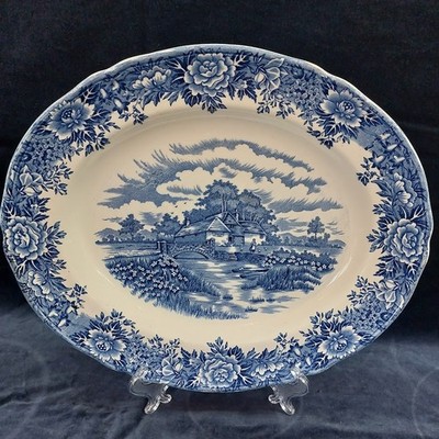 Vintage Salem China Co Olde Staffordshire English Village ovale Platte 