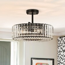Modern Crystal Semi-Flush Mount 4-Light Ceiling Light For Living Room Bedroom UK