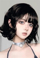 Black Short Curly Hair Wig for Women High Quality Synthetic Natural Big Wave Wig