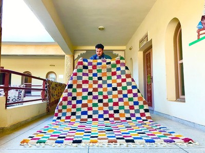 Design Moroccan Berber Wool Rug Color Multicolor Handmade Design Area Carpet Rug
