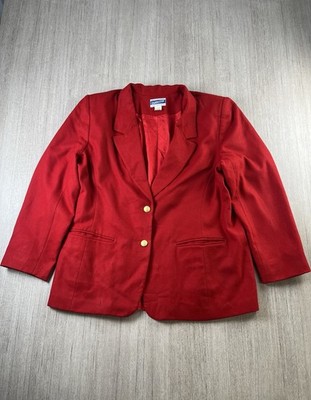 Pendleton Vintage Damen Blazer Jacke Rot 100% Schurwolle Gefüttert Gr. 18 USA