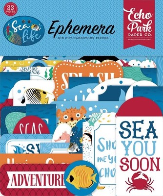 Echo Park Cardstock Ephemera 33/PkgIcons, Sea Life