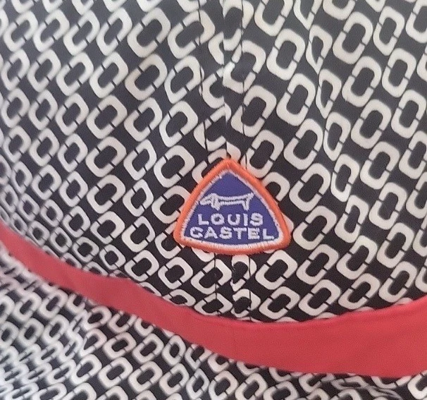 Louis Castel Woman's Summer Beach Sun Hat Black/White  With Red Trim Bow  Sz.7 - Image 3 of 4