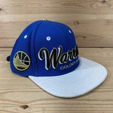 Pro Golden State Warriors Hat Adjustable Strapback Leather Visor Wool Blue Black