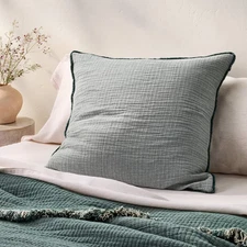 Casaluna Textured Chambray Cotton Decorative Throw Pillow